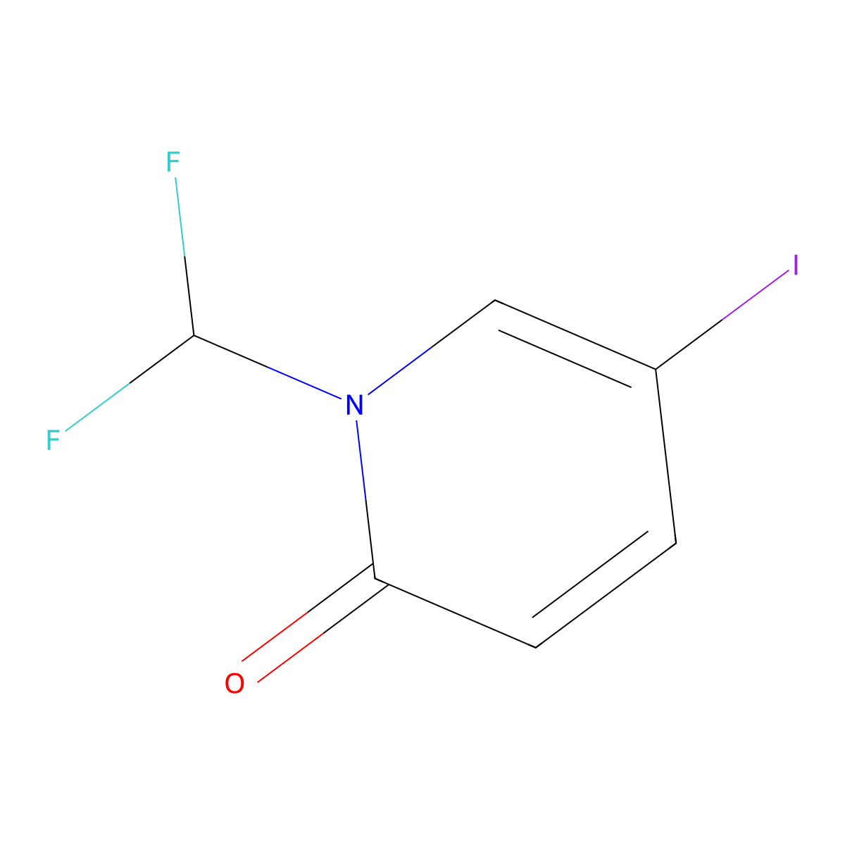1-(Difluoromethyl)-5-iodopyridin-2(1H)-one molecular structure, CAS 1956340-27-4