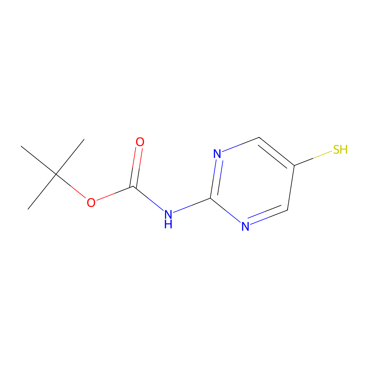 tert-butyl N-(5-sulfanylpyrimidin-2-yl)carbamate molecular structure, CAS 1956340-34-3