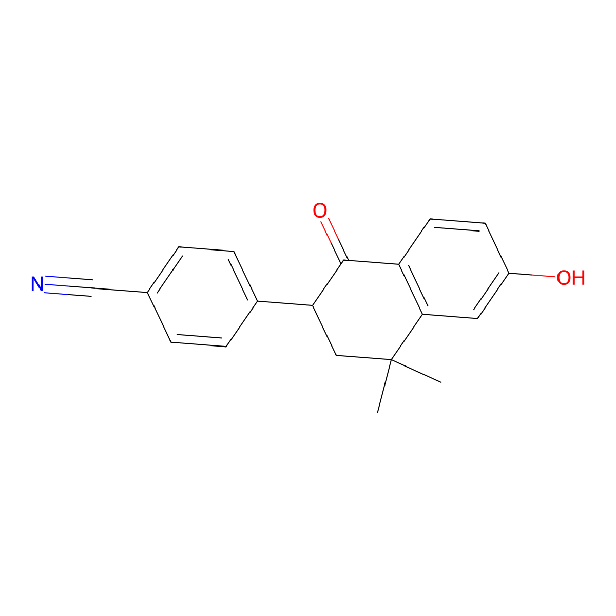 4-(6-Hydroxy-4,4-dimethyl-1-oxo-1,2,3,4-tetrahydronaphthalen-2-yl)benzonitrile molecular structure, CAS 1956340-42-3