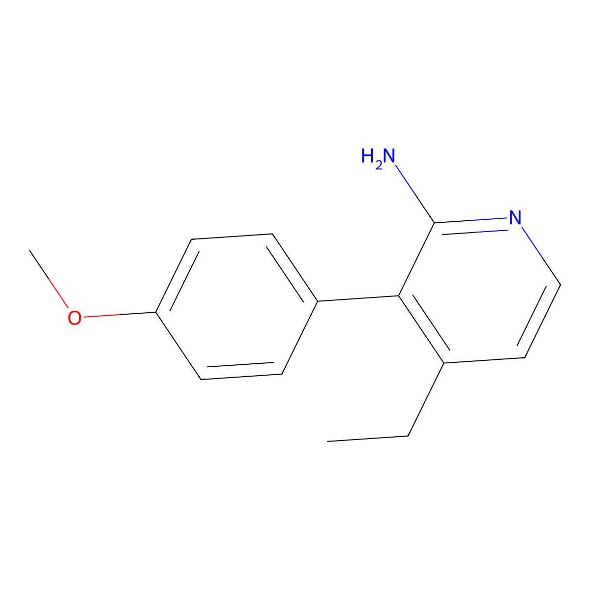 4-Ethyl-3-(4-methoxyphenyl)pyridin-2-amine molecular structure, CAS 1956340-50-3