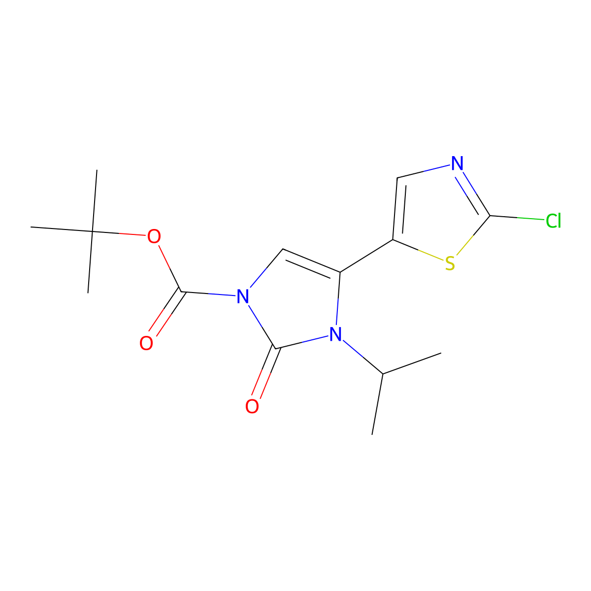 tert-Butyl 4-(2-chlorothiazol-5-yl)-3-isopropyl-2-oxo-2,3-dihydro-1H-imidazole-1-carboxylate molecular structure, CAS 1956340-55-8