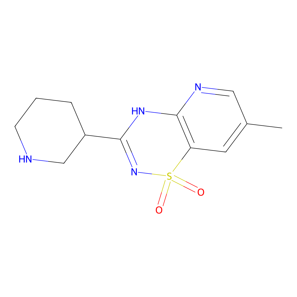 7-Methyl-3-(piperidin-3-yl)-4H-pyrido[2,3-e][1,2,4]thiadiazine 1,1-dioxide molecular structure, CAS 1956340-66-1