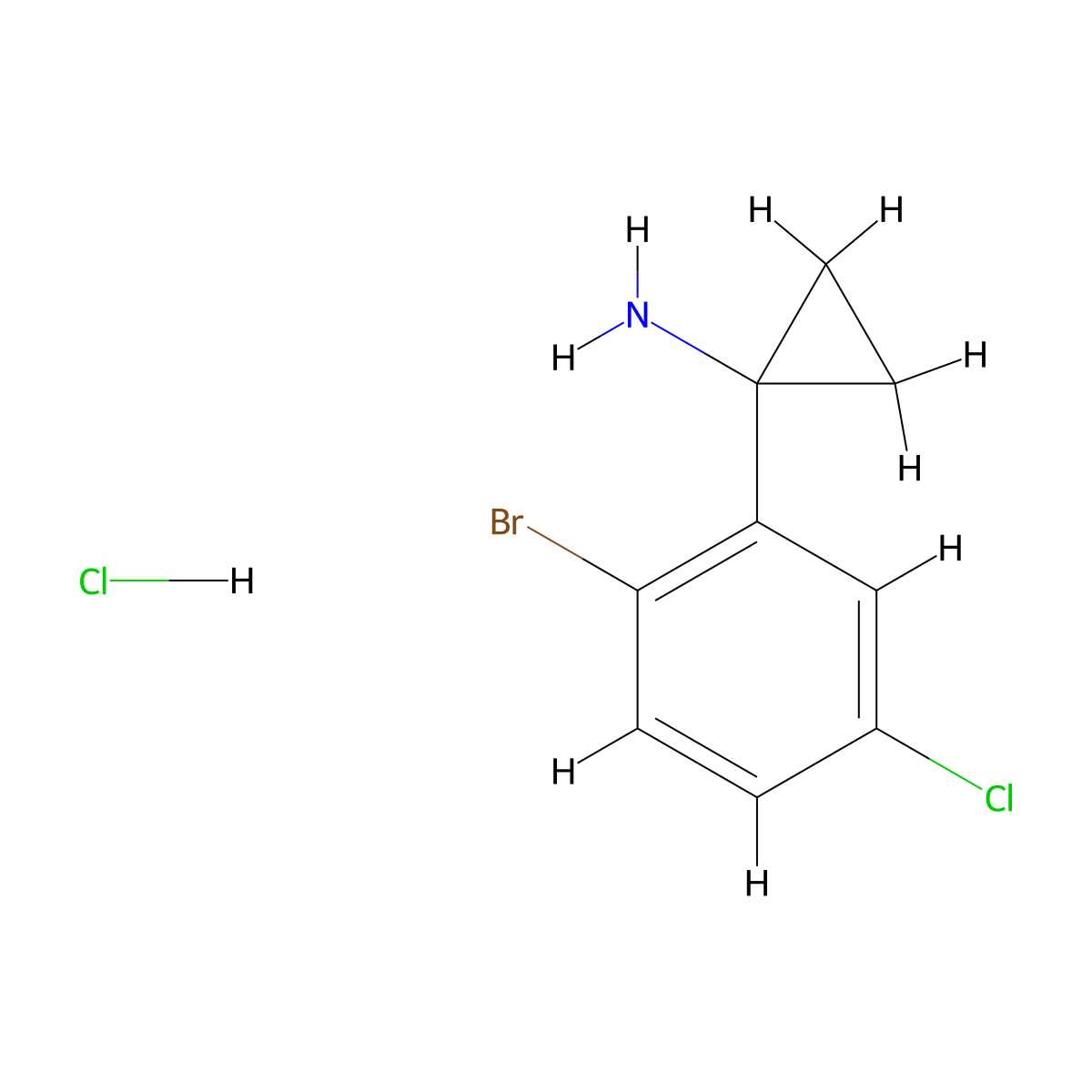 1-(2-Bromo-5-chlorophenyl)cyclopropanamine hydrochloride molecular structure, CAS 1956340-90-1