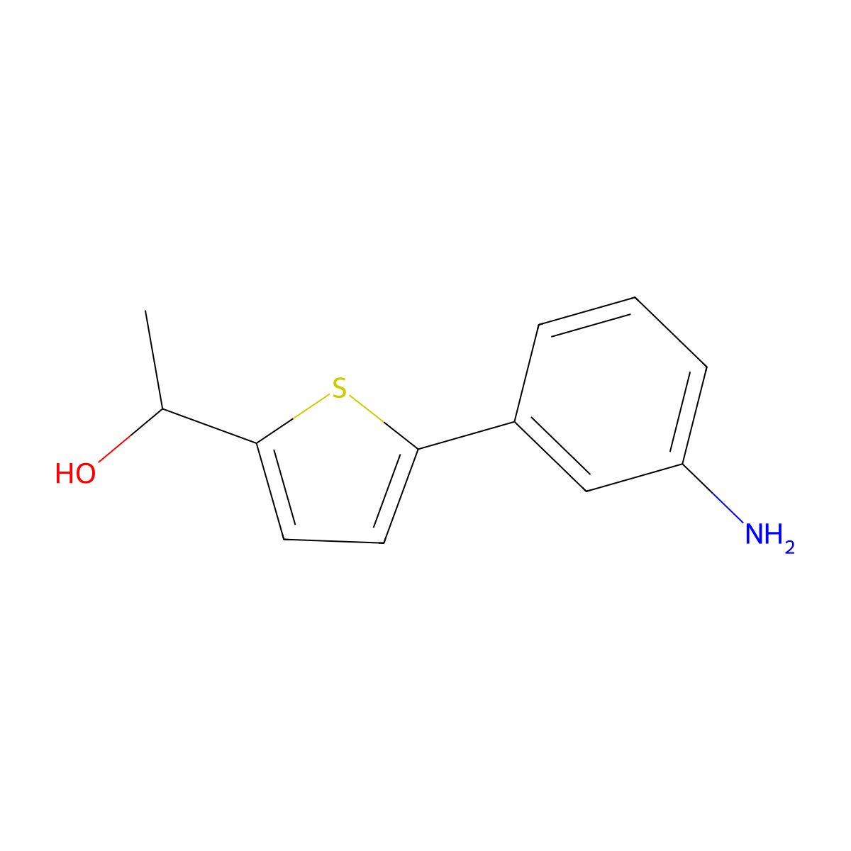 1-(5-(3-Aminophenyl)thiophen-2-yl)ethanol molecular structure, CAS 1956341-05-1