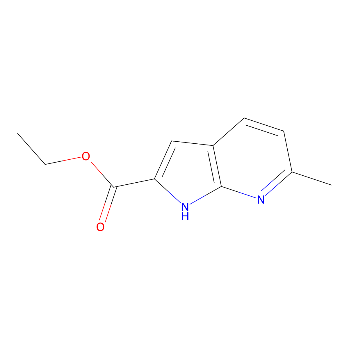 Ethyl 6-methyl-1H-pyrrolo[2,3-b]pyridine-2-carboxylate molecular structure, CAS 1956341-16-4