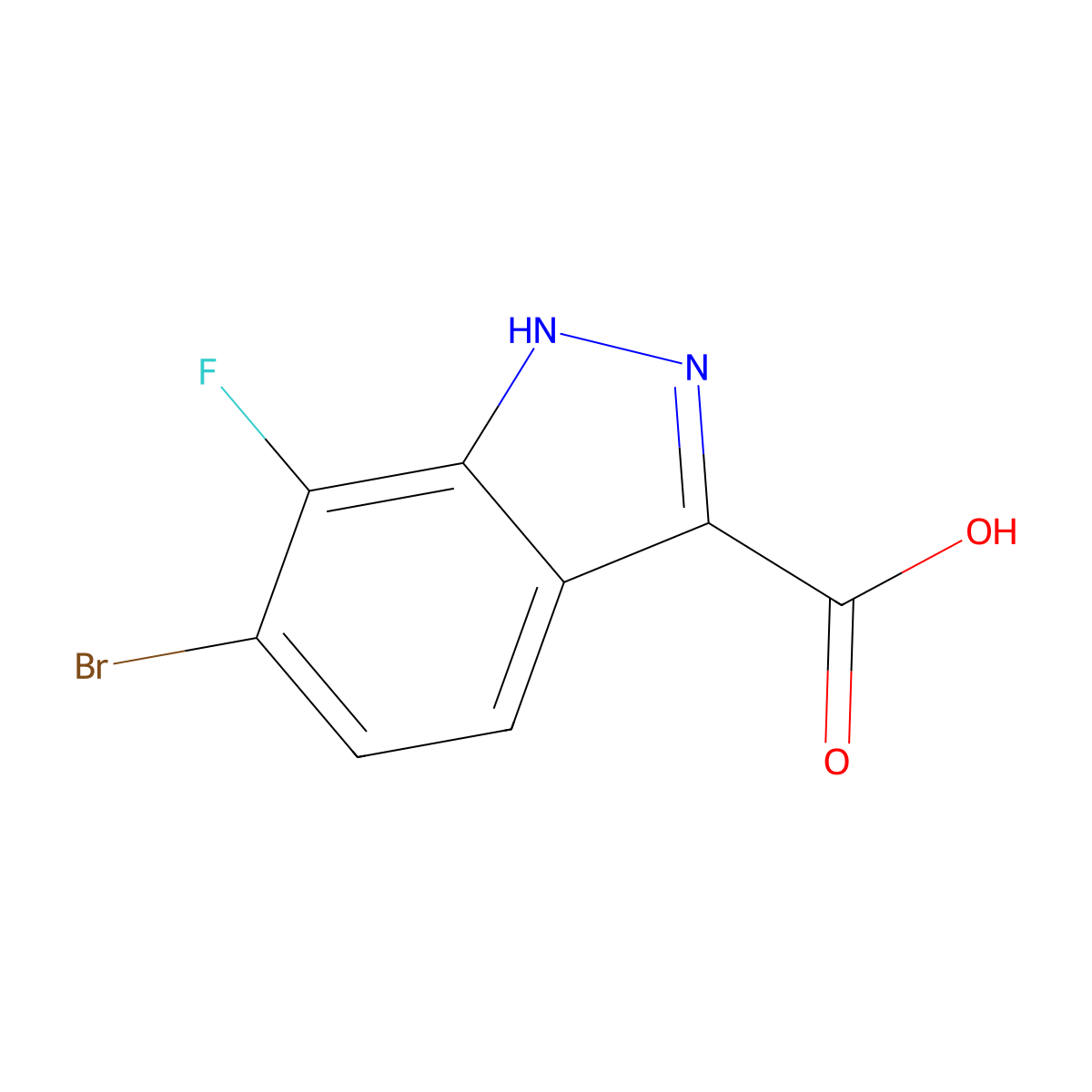 6-bromo-7-fluoro-1H-indazole-3-carboxylic acid molecular structure, CAS 1956341-21-1