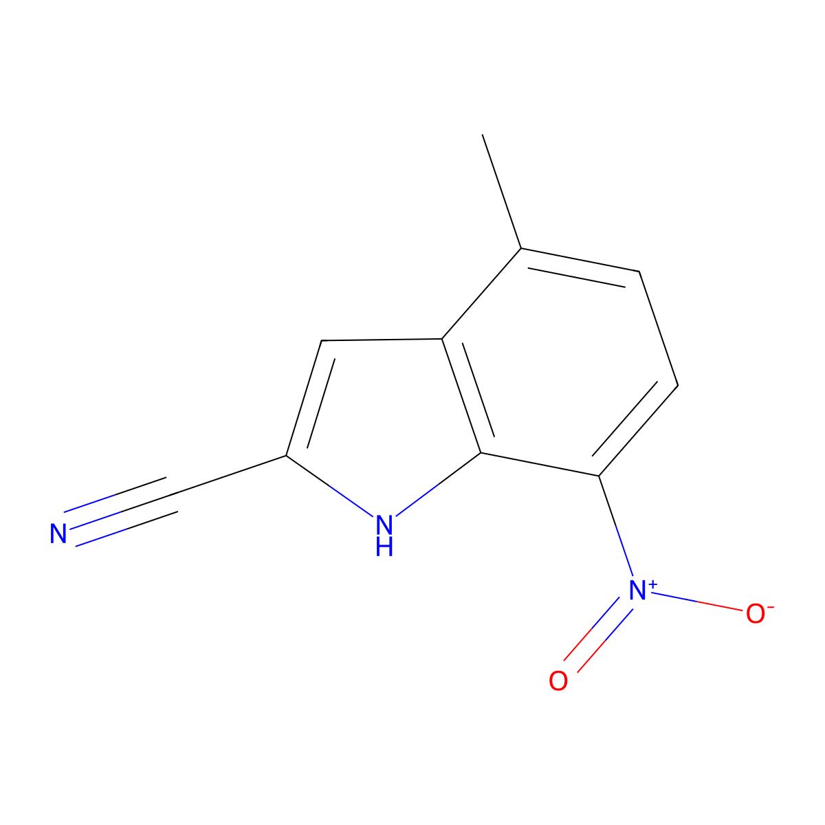 4-Methyl-7-nitro-1H-indole-2-carbonitrile molecular structure, CAS 1956341-23-3