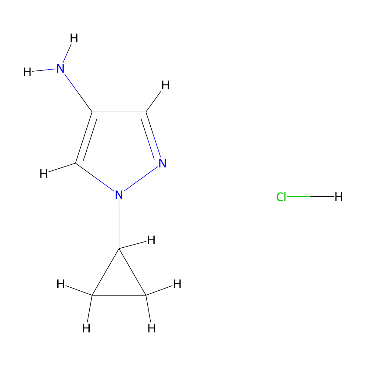1-Cyclopropyl-1H-pyrazol-4-amine hydrochloride molecular structure, CAS 1956341-38-0