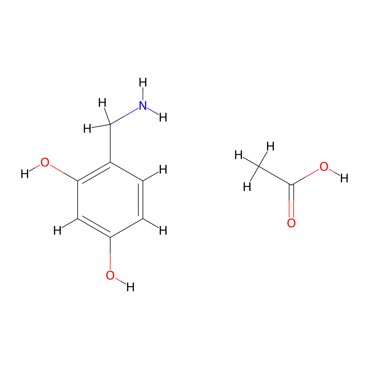 4-(Aminomethyl)benzene-1,3-diol acetate salt molecular structure, CAS 1956341-81-3