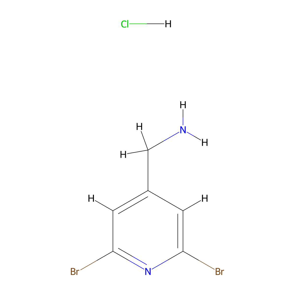 (2,6-Dibromopyridin-4-yl)methanamine hydrochloride molecular structure, CAS 1956341-88-0