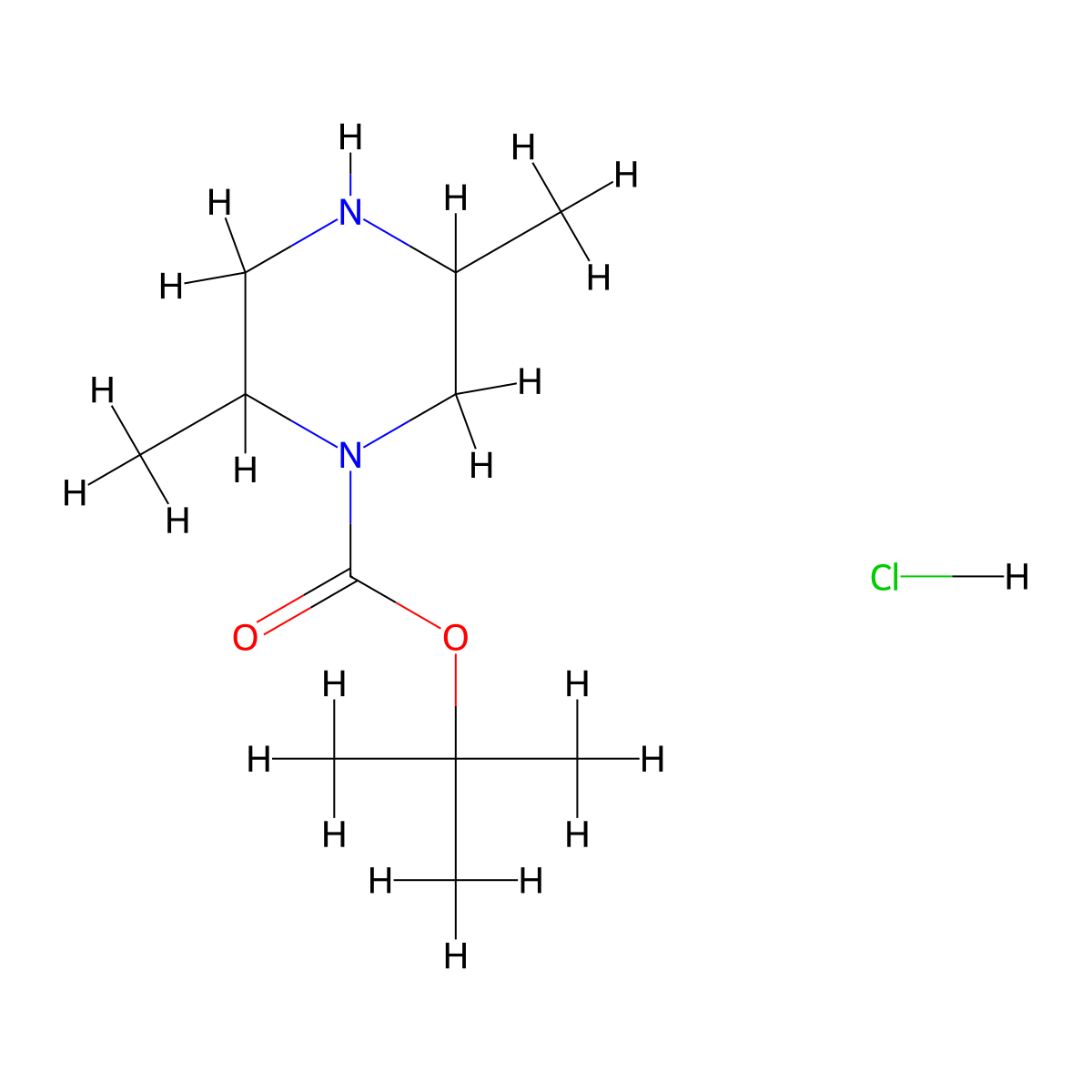 tert-Butyl 2,5-dimethylpiperazine-1-carboxylate hydrochloride molecular structure, CAS 1956341-99-3