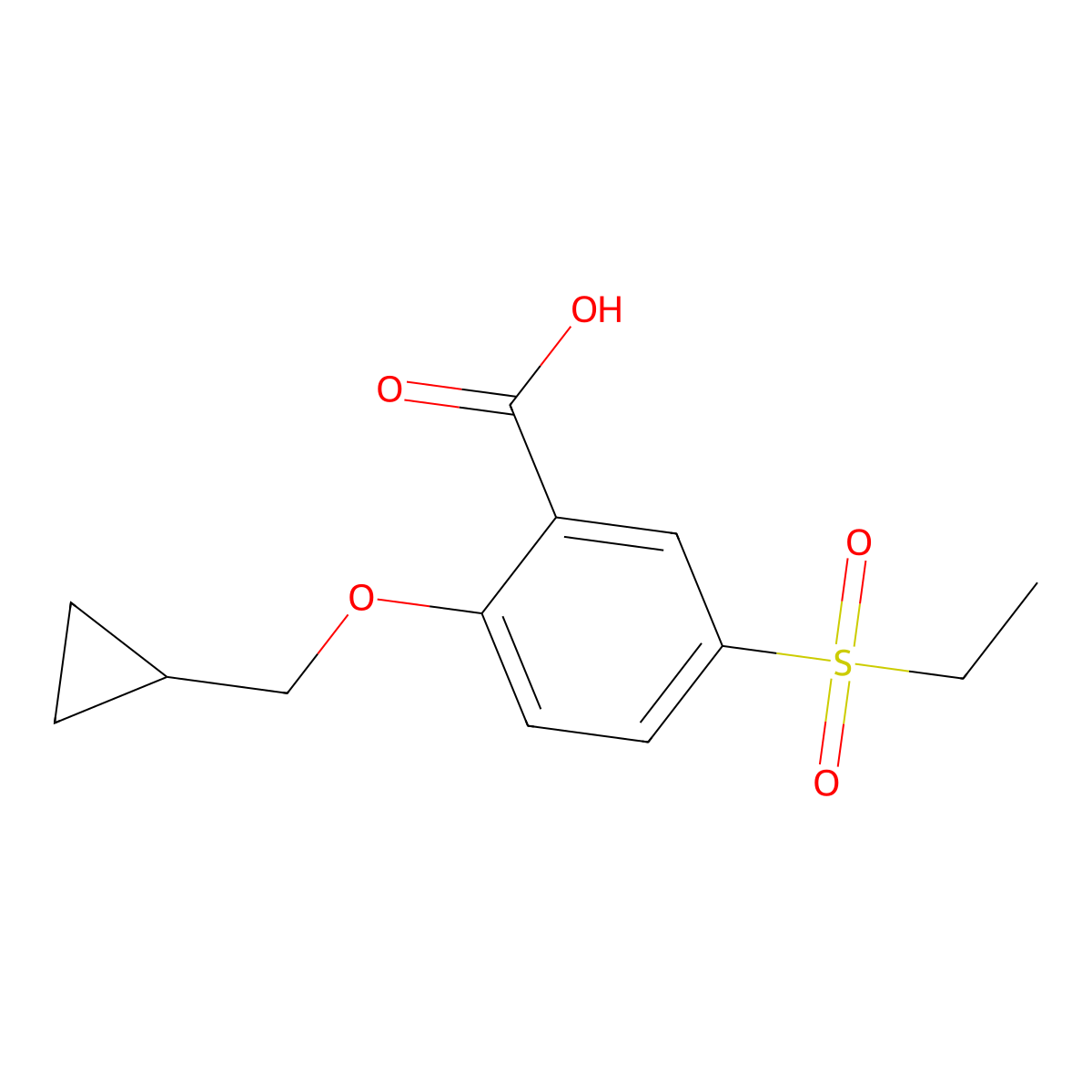 2-(Cyclopropylmethoxy)-5-(ethylsulfonyl)benzoic acid molecular structure, CAS 1956354-65-6