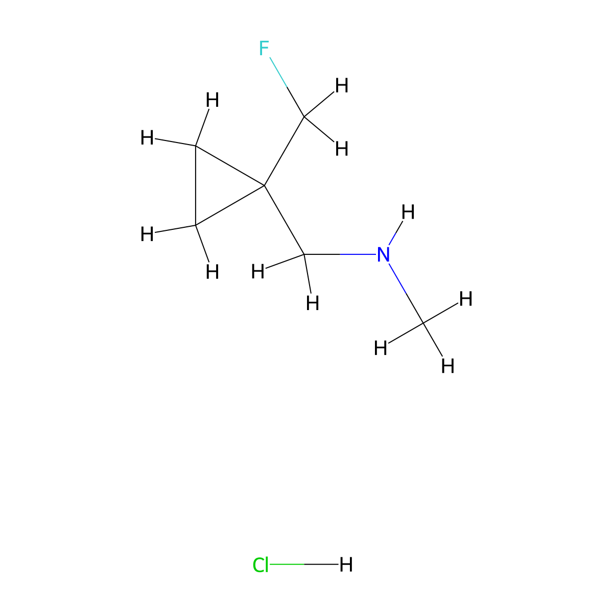 1-(1-(Fluoromethyl)cyclopropyl)-N-methylmethanamine hydrochloride molecular structure, CAS 1956354-79-2