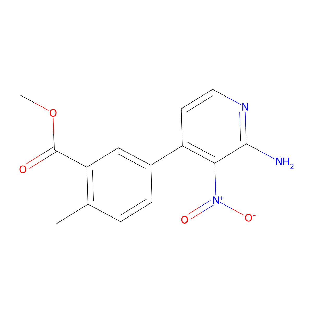 Methyl 5-(2-amino-3-nitropyridin-4-yl)-2-methylbenzoate molecular structure, CAS 1956354-82-7