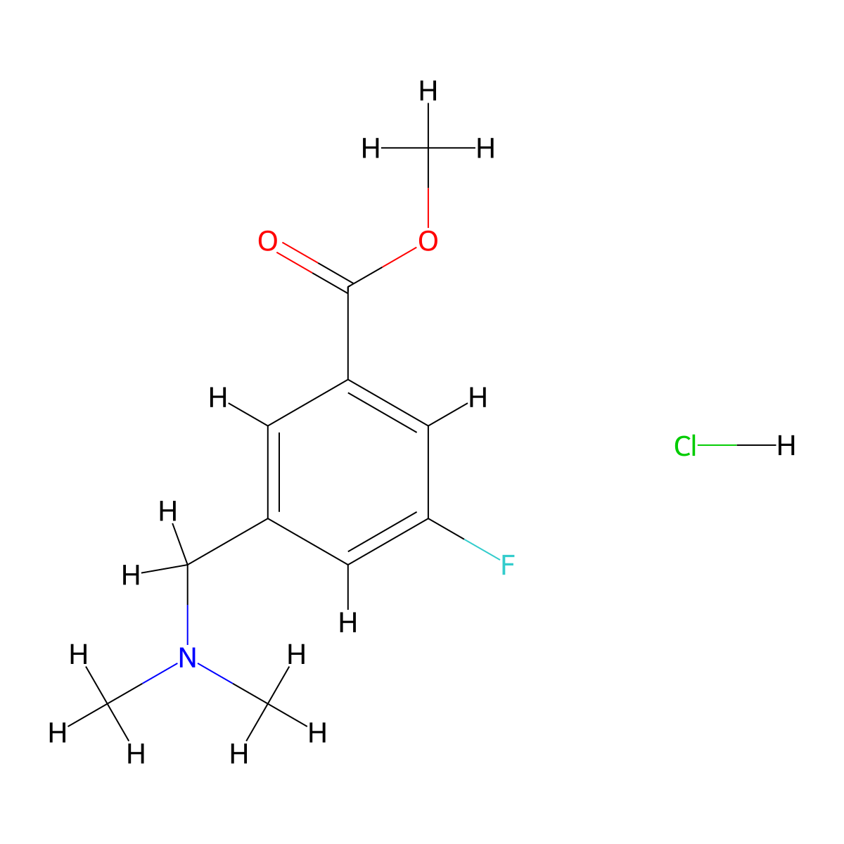 Methyl 3-((dimethylamino)methyl)-5-fluorobenzoate hydrochloride molecular structure, CAS 1956354-84-9