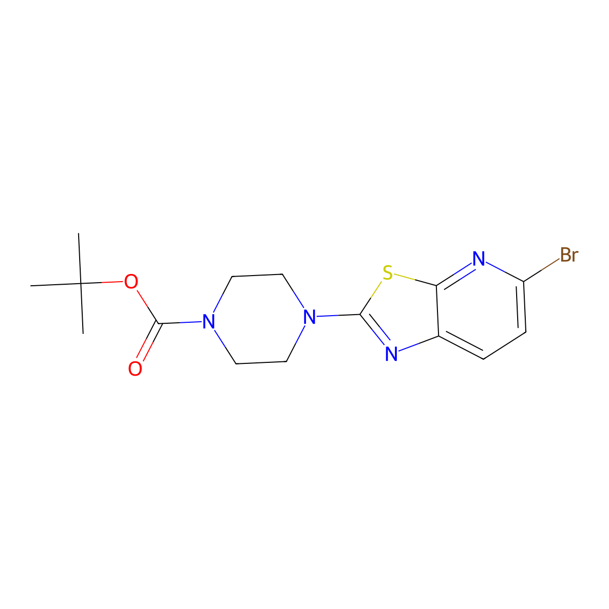tert-Butyl 4-(5-bromothiazolo[5,4-b]pyridin-2-yl)piperazine-1-carboxylate molecular structure, CAS 1956354-88-3