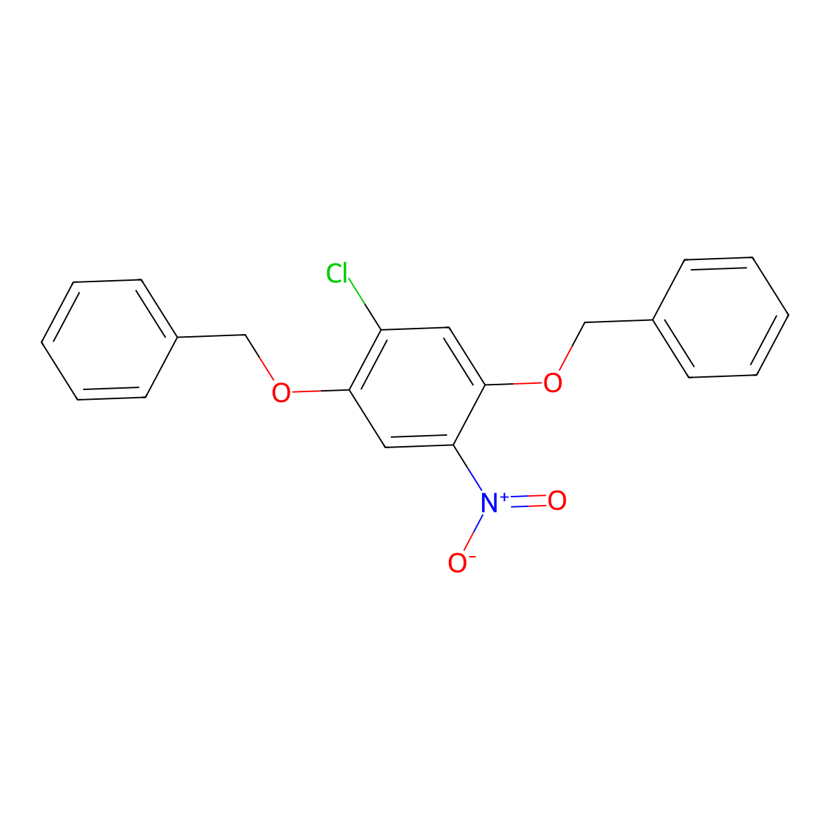 (((2-Chloro-5-nitro-1,4-phenylene)bis(oxy))bis(methylene))dibenzene molecular structure, CAS 1956354-93-0