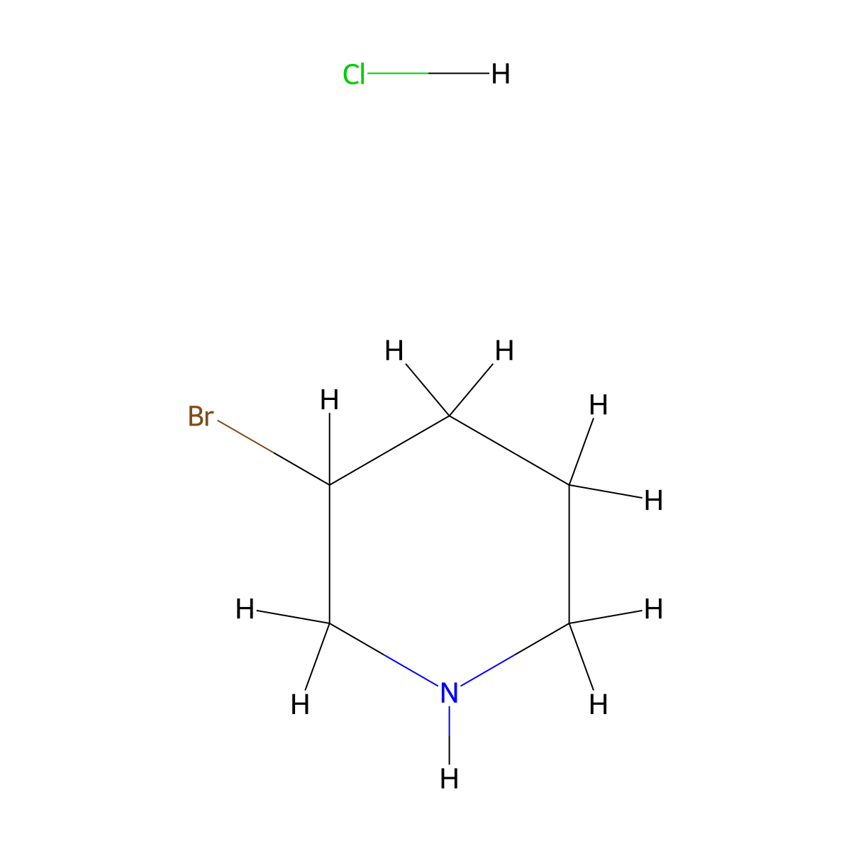 3-Bromopiperidine hydrochloride molecular structure, CAS 1956354-99-6