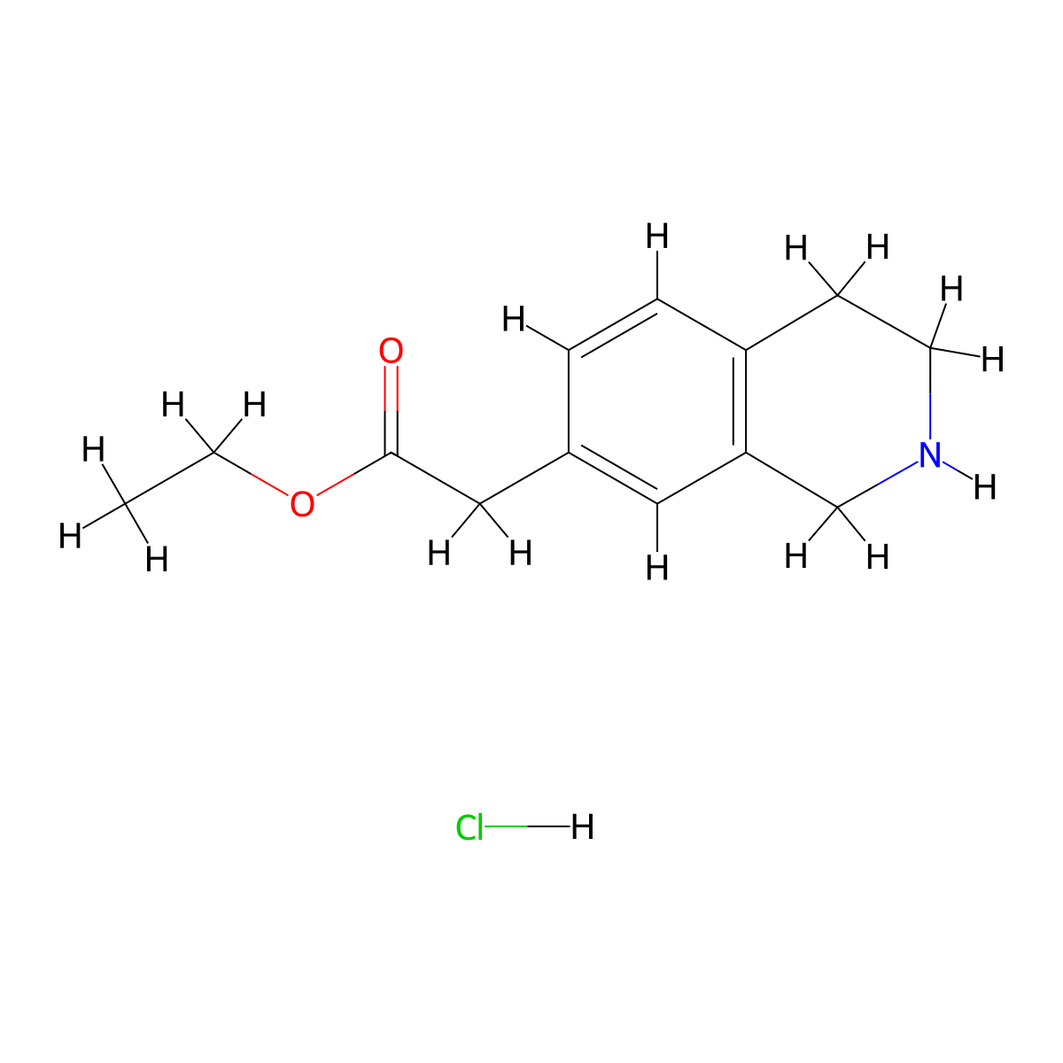 Ethyl 2-(1,2,3,4-tetrahydroisoquinolin-7-yl)acetate hydrochloride molecular structure, CAS 1956355-06-8