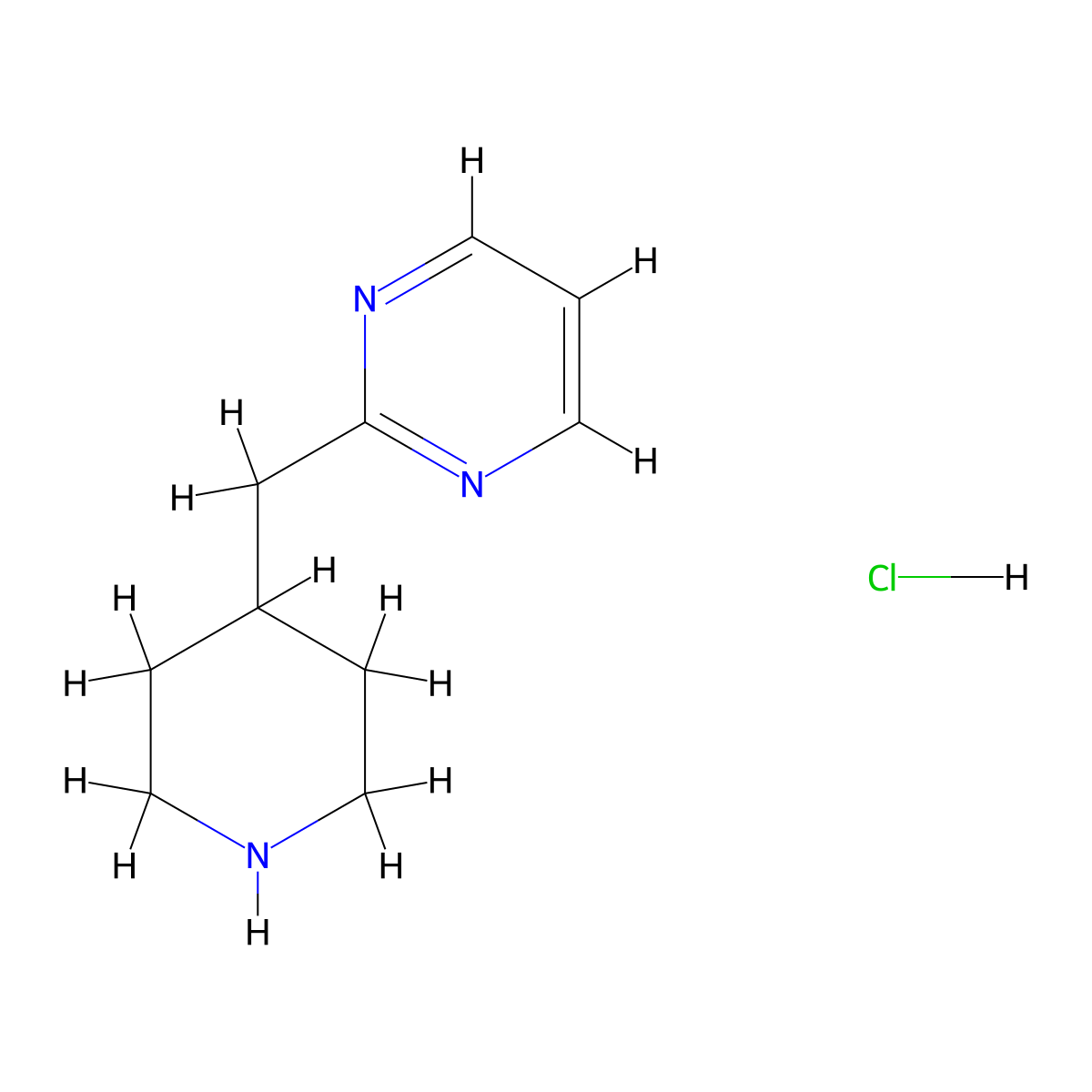 2-(Piperidin-4-ylmethyl)pyrimidine hydrochloride molecular structure, CAS 1956355-10-4