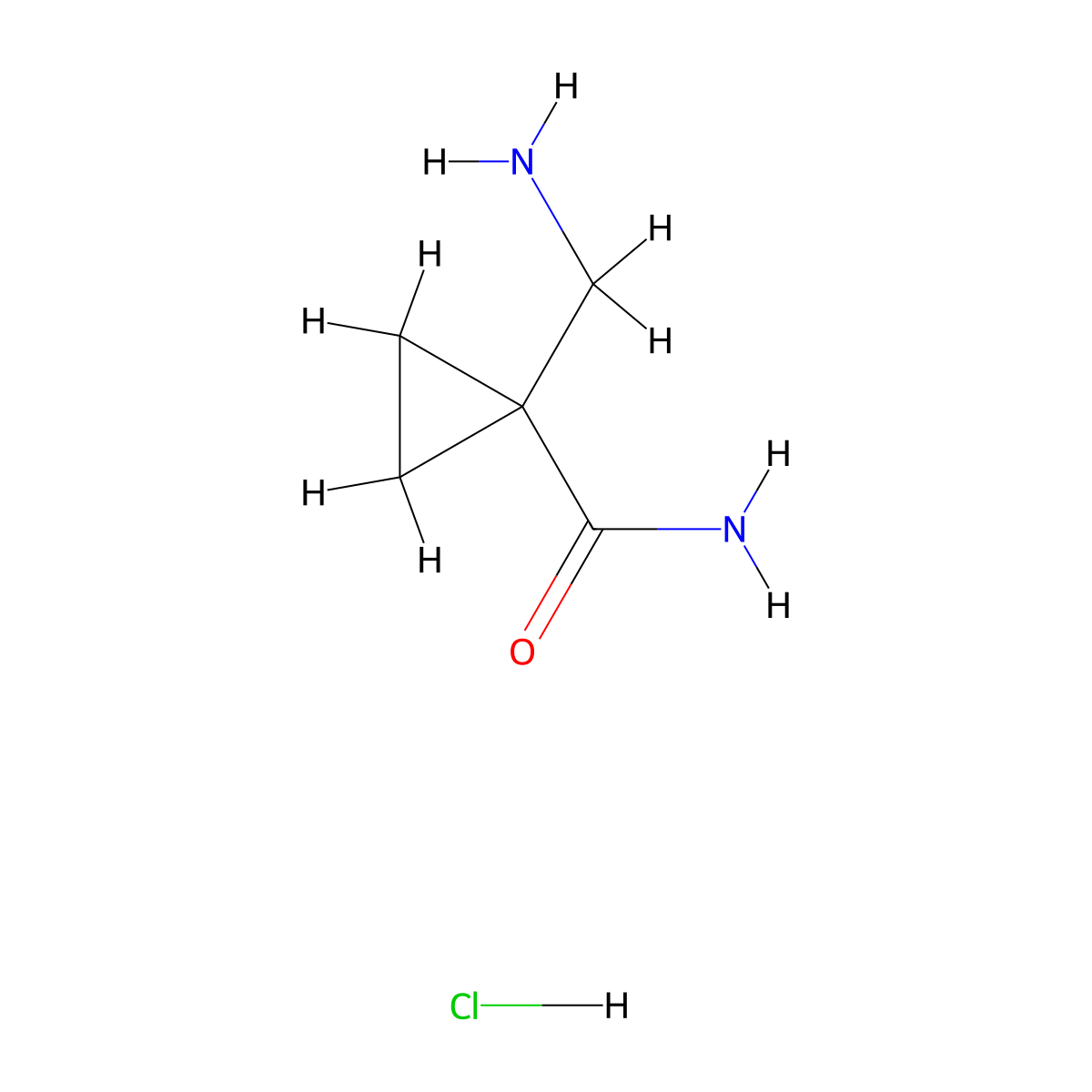 1-(Aminomethyl)cyclopropanecarboxamide hydrochloride molecular structure, CAS 1956355-13-7