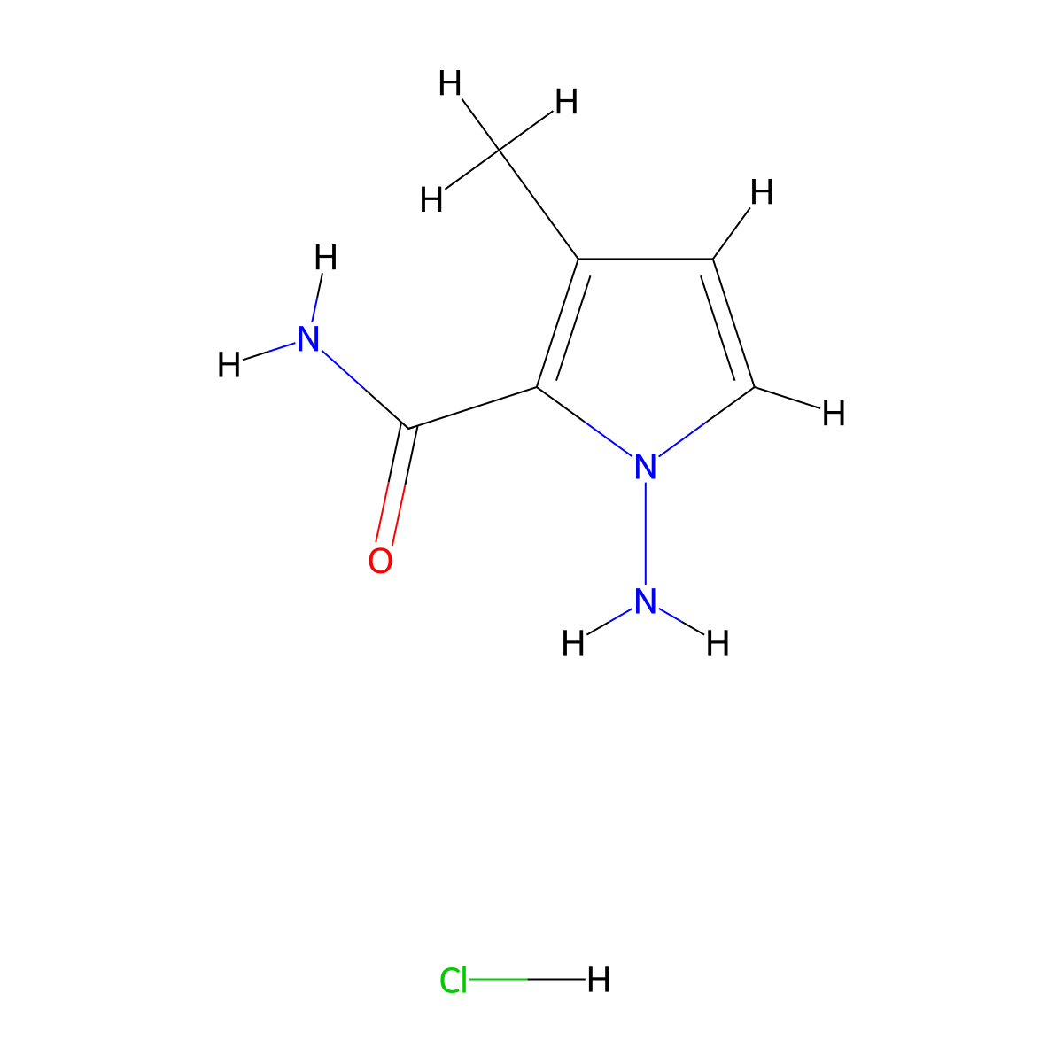 1-Amino-3-methyl-1H-pyrrole-2-carboxamide hydrochloride molecular structure, CAS 1956355-16-0
