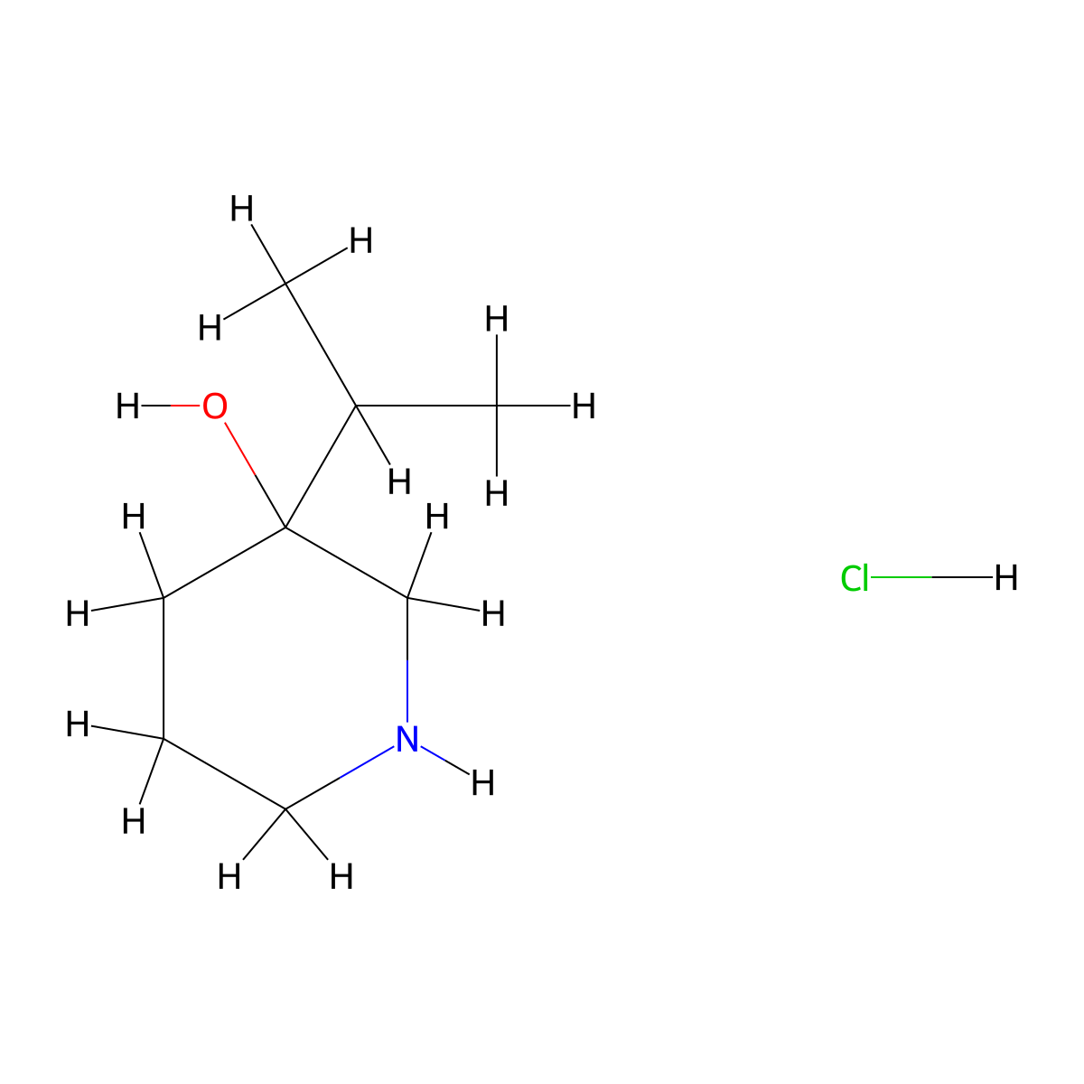 3-Isopropylpiperidin-3-ol hydrochloride molecular structure, CAS 1956355-25-1