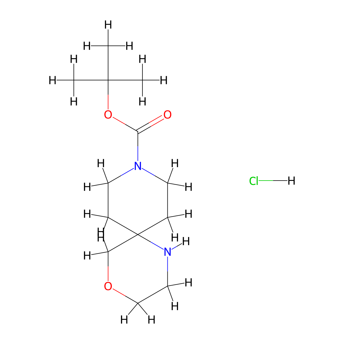 tert-Butyl 4-oxa-1,9-diazaspiro[5.5]undecane-9-carboxylate hydrochloride molecular structure, CAS 1956355-35-3