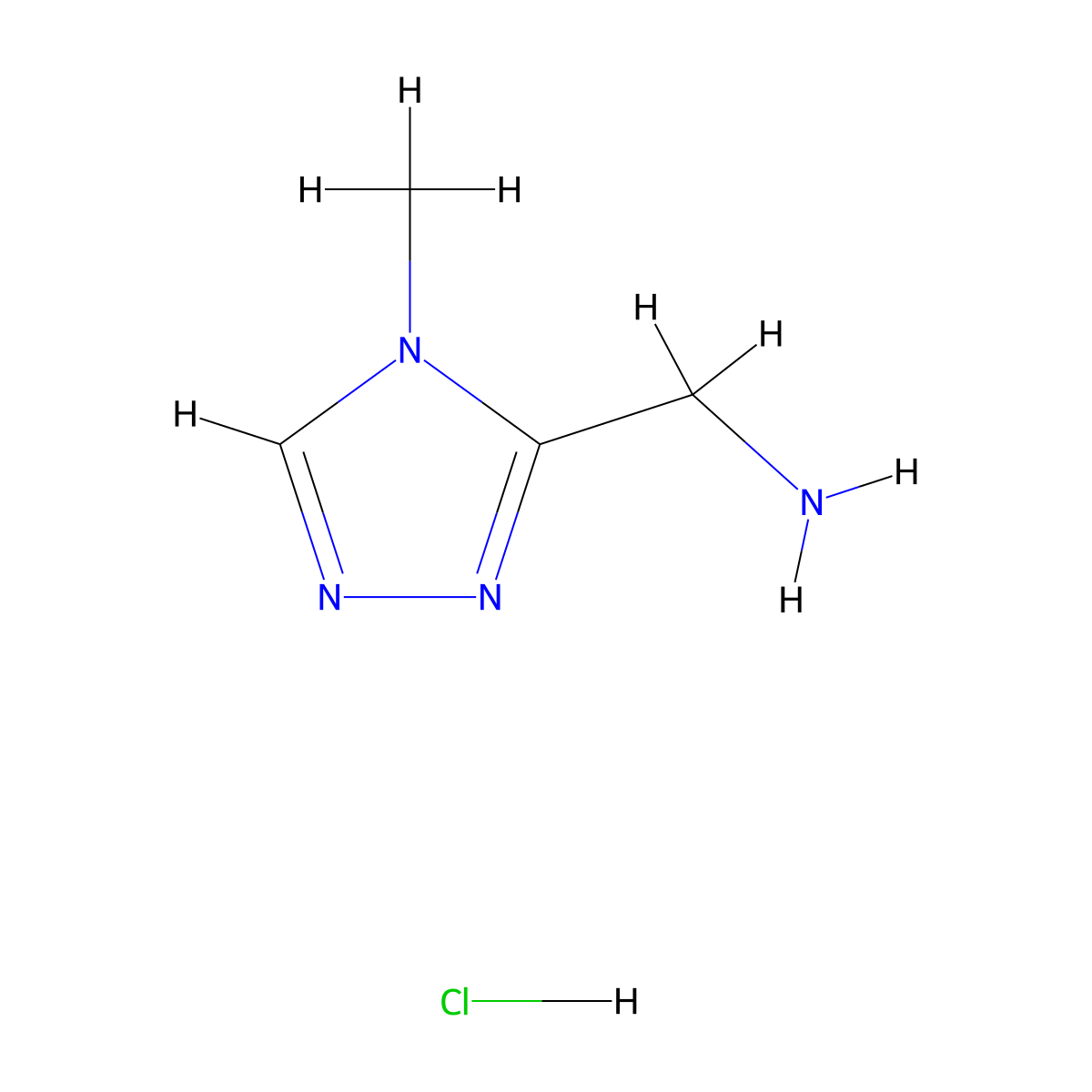 [(4-Methyl-4H-1,2,4-triazol-3-yl)methyl]amine hydrochloride molecular structure, CAS 1956355-36-4