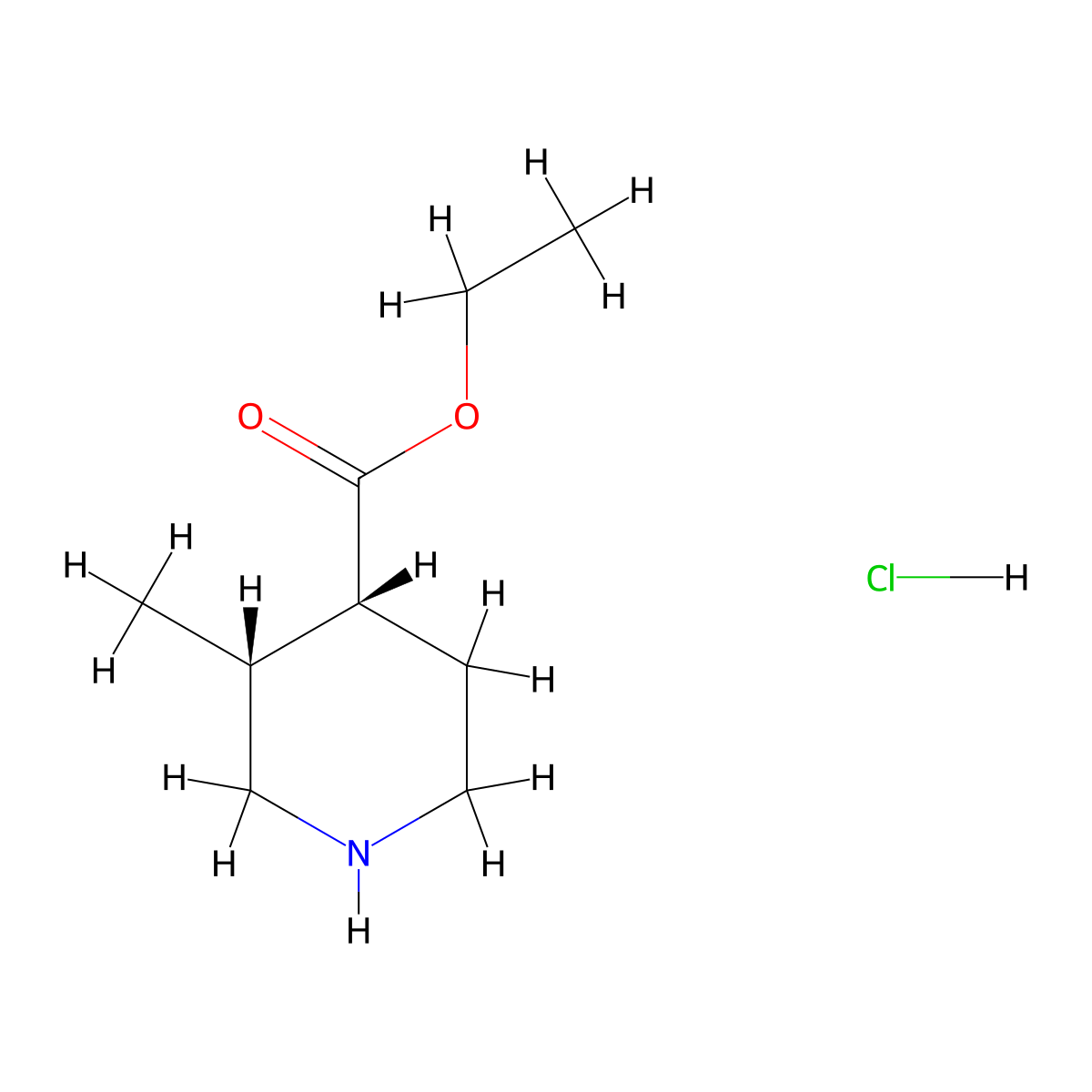 cis-Ethyl 3-methylpiperidine-4-carboxylate hcl molecular structure, CAS 1956355-54-6