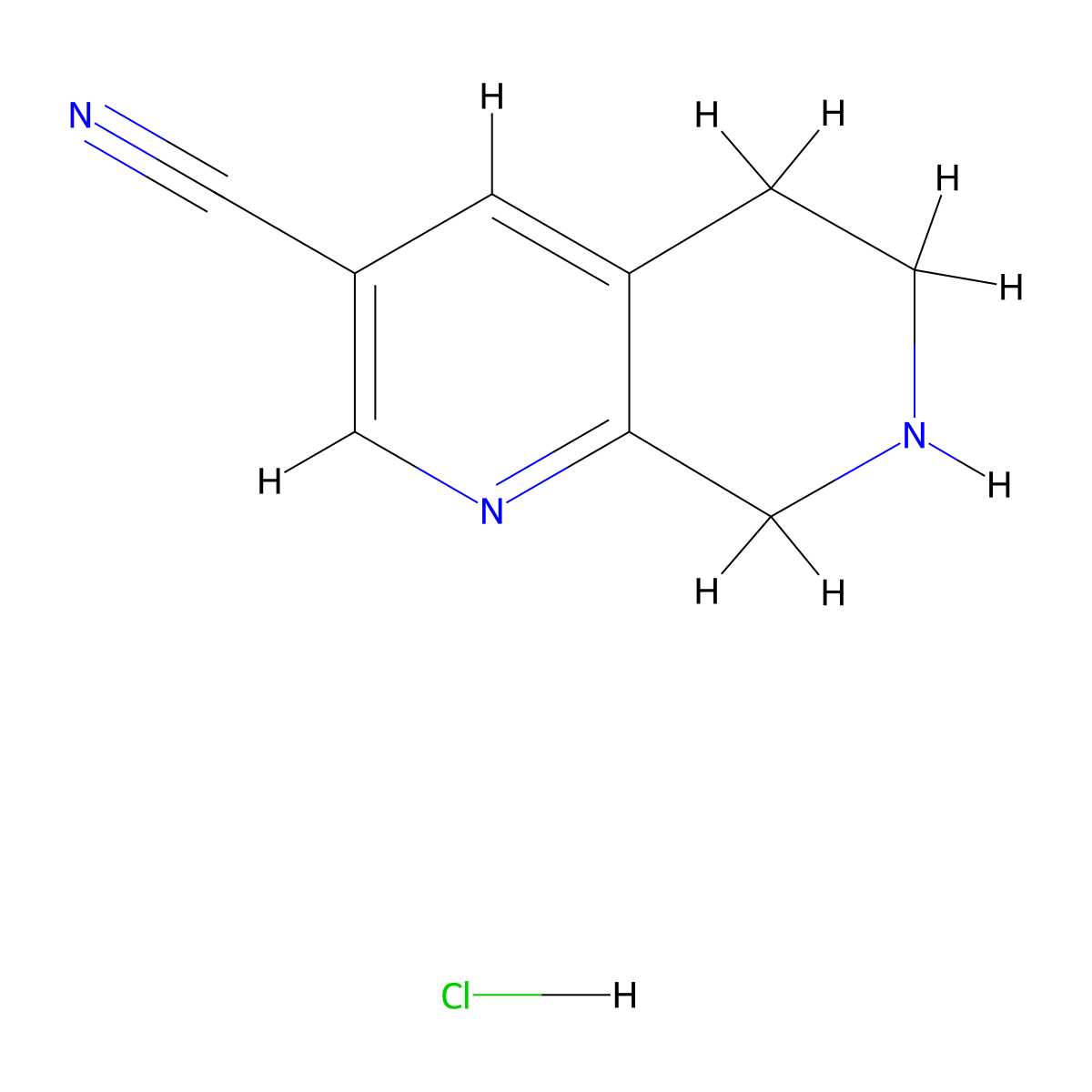 5,6,7,8-Tetrahydro-1,7-naphthyridine-3-carbonitrile hydrochloride molecular structure, CAS 1956355-56-8
