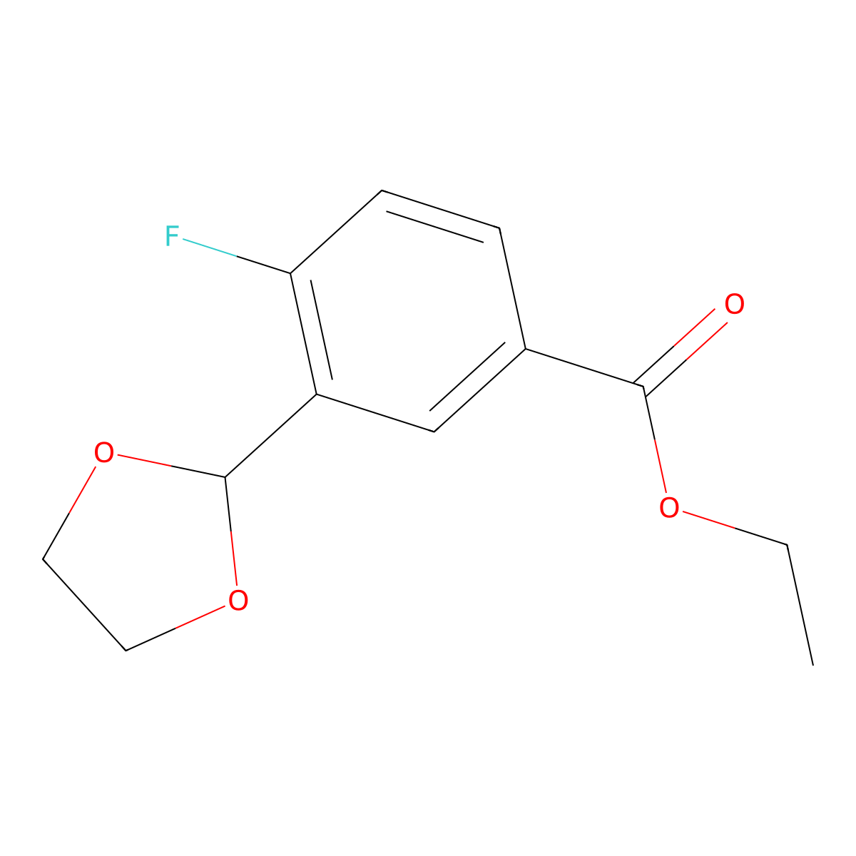 Ethyl 3-(1,3-dioxolan-2-yl)-4-fluorobenzoate molecular structure, CAS 1956355-58-0