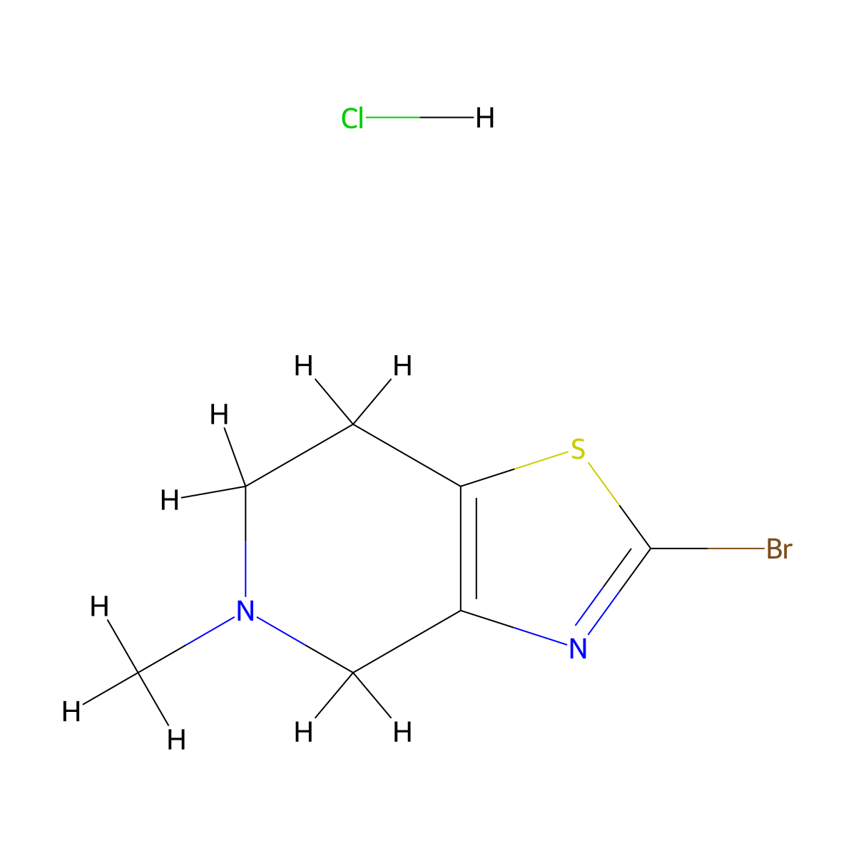 2-Bromo-5-methyl-4,5,6,7-tetrahydrothiazolo[4,5-c]pyridine hydrochloride molecular structure, CAS 1956355-87-5