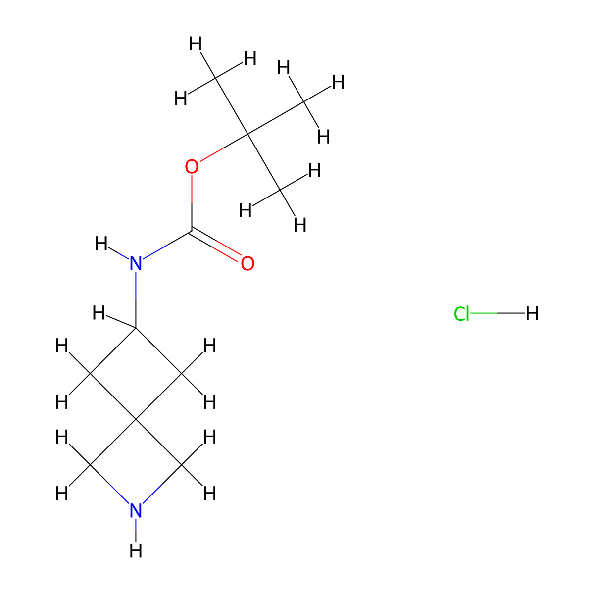 Tert-butyl 2-azaspiro(3.3)heptan-6-ylcarbamate hydrochloride molecular structure, CAS 1956355-97-7