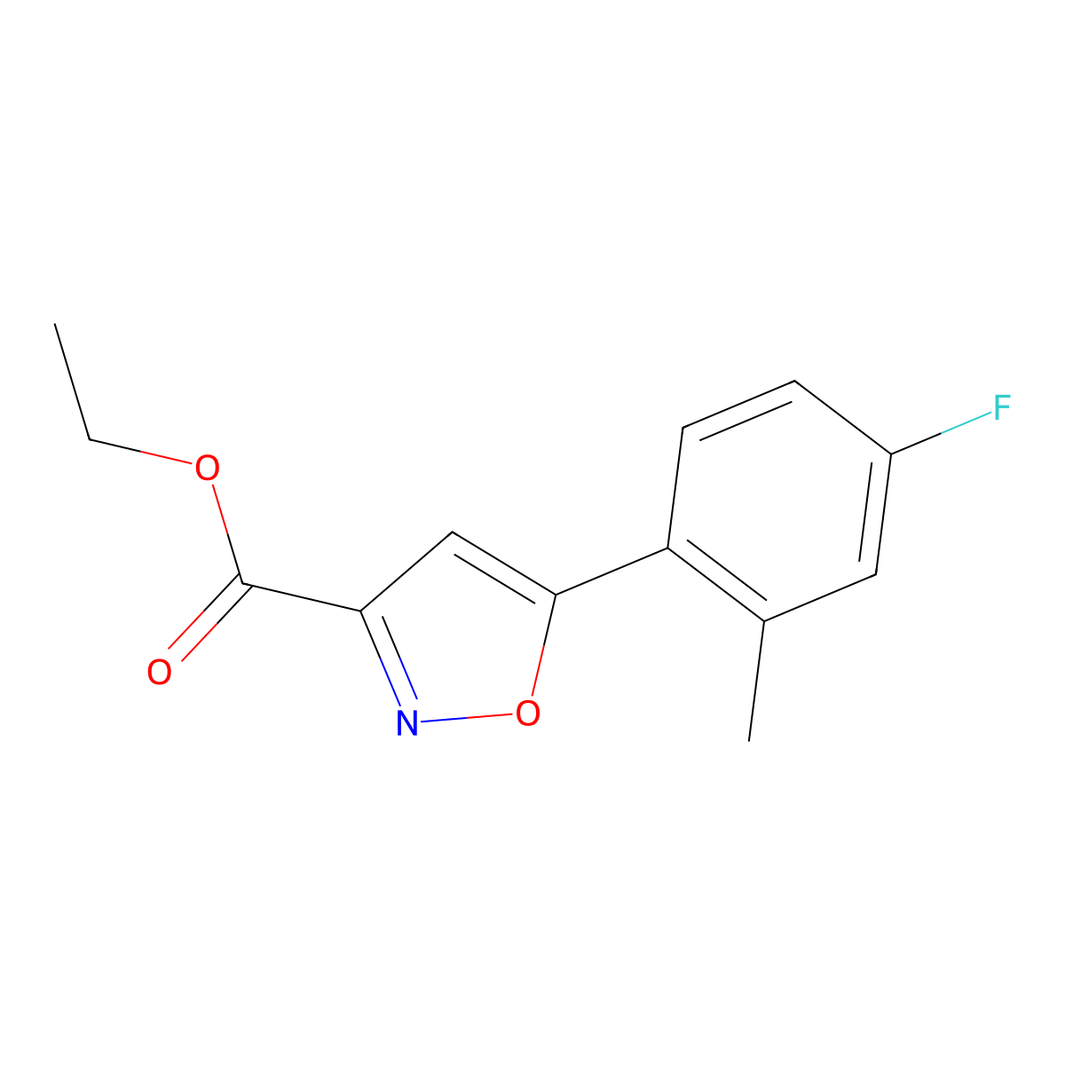 Ethyl 5-(4-fluoro-2-methylphenyl)isoxazole-3-carboxylate molecular structure, CAS 1956356-21-0