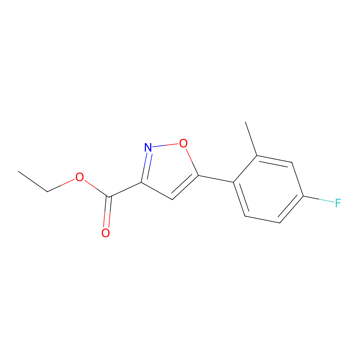 Ethyl 5-(4-fluoro-2-methylphenyl)isoxazole-3-carboxylate molecular structure, CAS 1956356-21-0