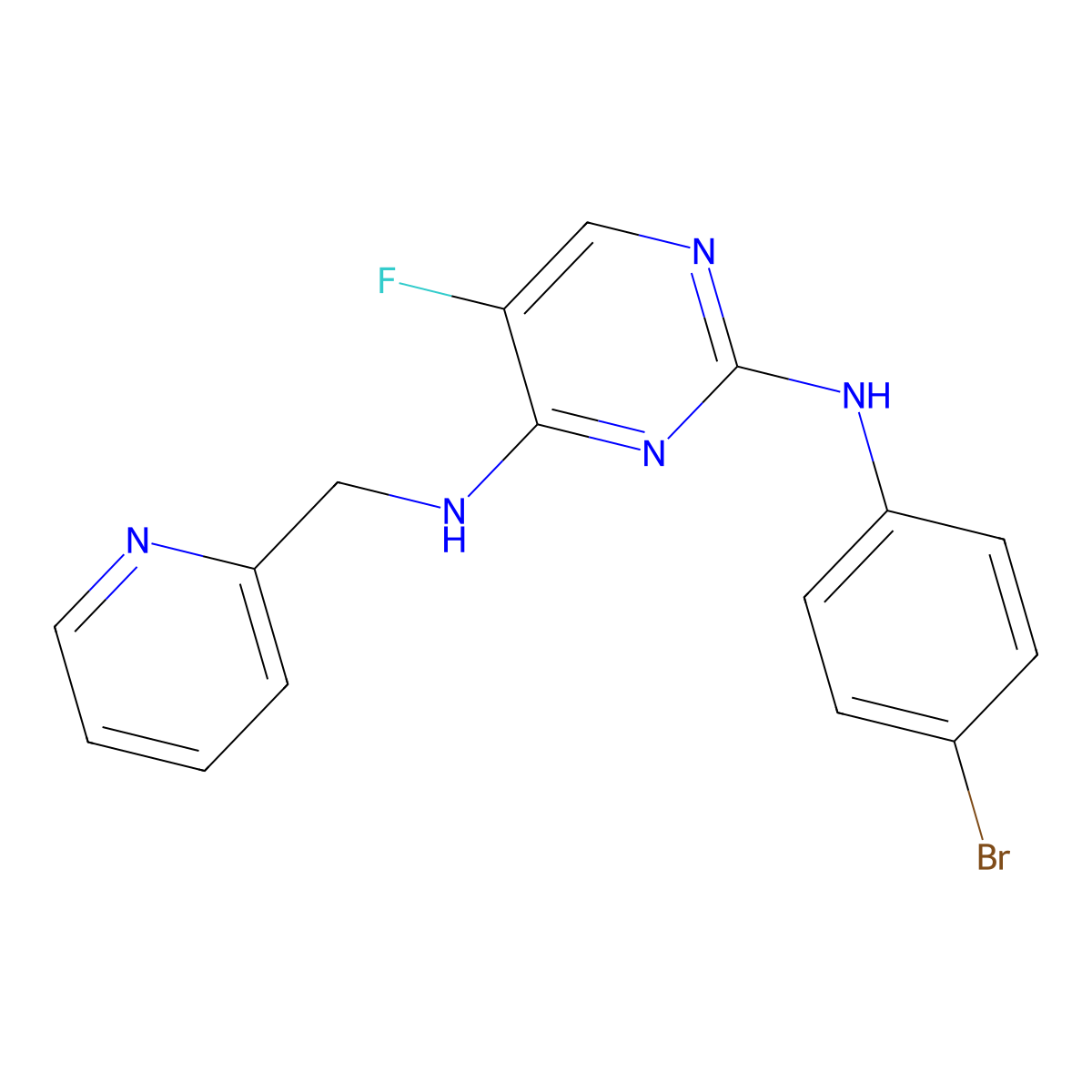 N2-(4-Bromophenyl)-5-fluoro-N4-(pyridin-2-ylmethyl)pyrimidine-2,4-diamine molecular structure, CAS 1956356-26-5