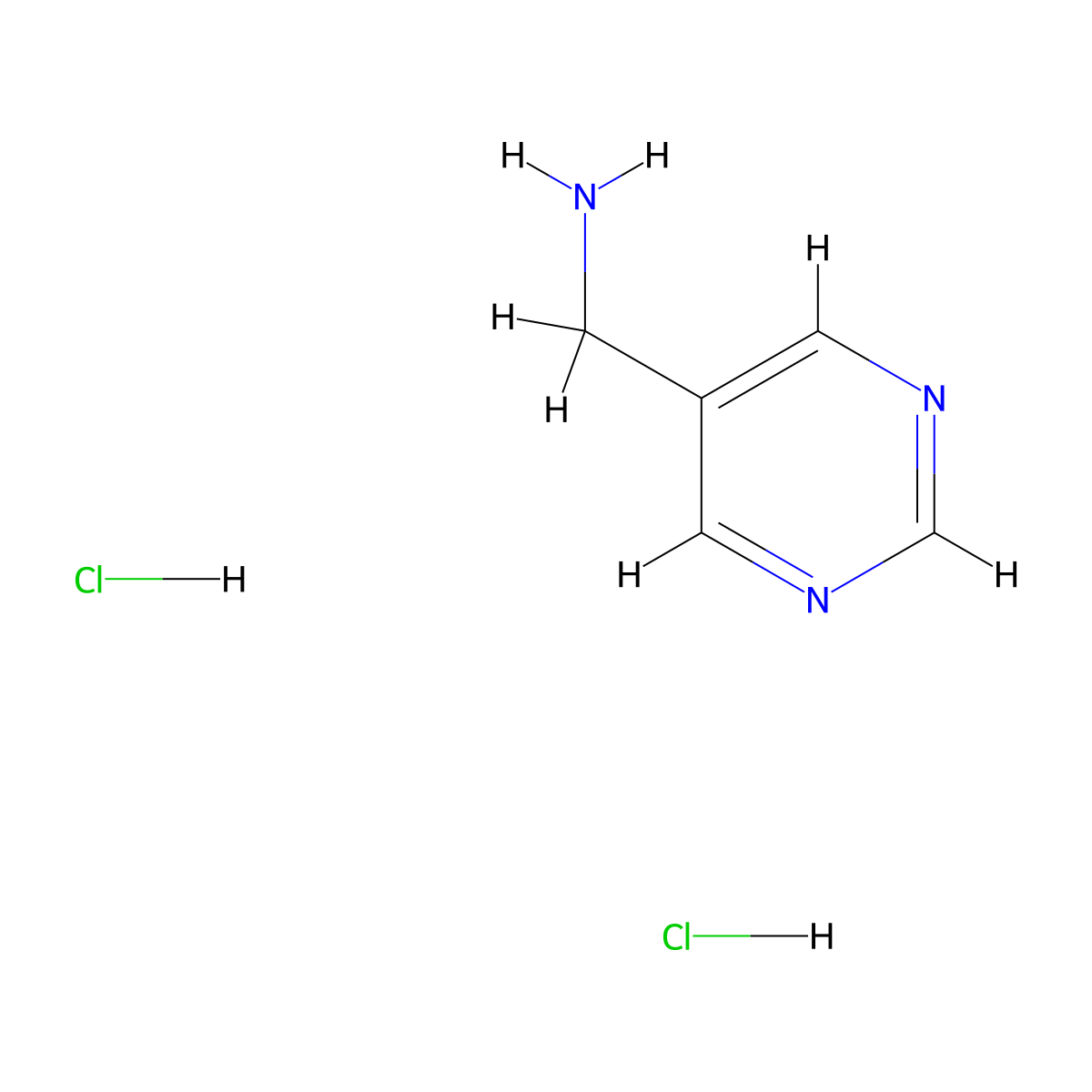 1-(Pyrimidin-5-yl)methanamine dihydrochloride molecular structure, CAS 1956356-28-7