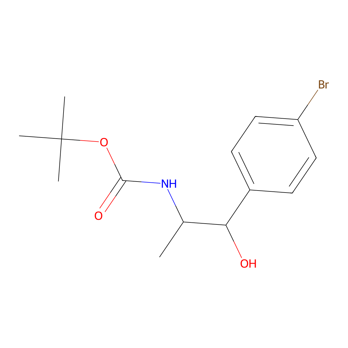 tert-butyl N-[1-(4-bromophenyl)-1-hydroxypropan-2-yl]carbamate molecular structure, CAS 1956356-30-1