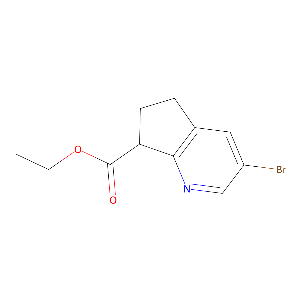Ethyl 3-bromo-6,7-dihydro-5H-cyclopenta[b]pyridine-7-carboxylate molecular structure, CAS 1956356-41-4
