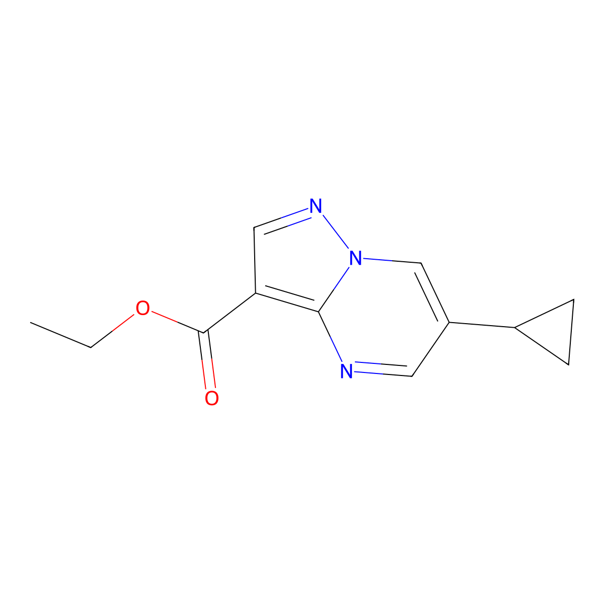Ethyl 6-cyclopropylpyrazolo[1,5-a]pyrimidine-3-carboxylate molecular structure, CAS 1956363-80-6