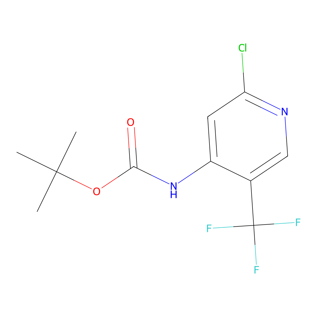 tert-Butyl (2-chloro-5-(trifluoromethyl)pyridin-4-yl)carbamate molecular structure, CAS 1956363-89-5
