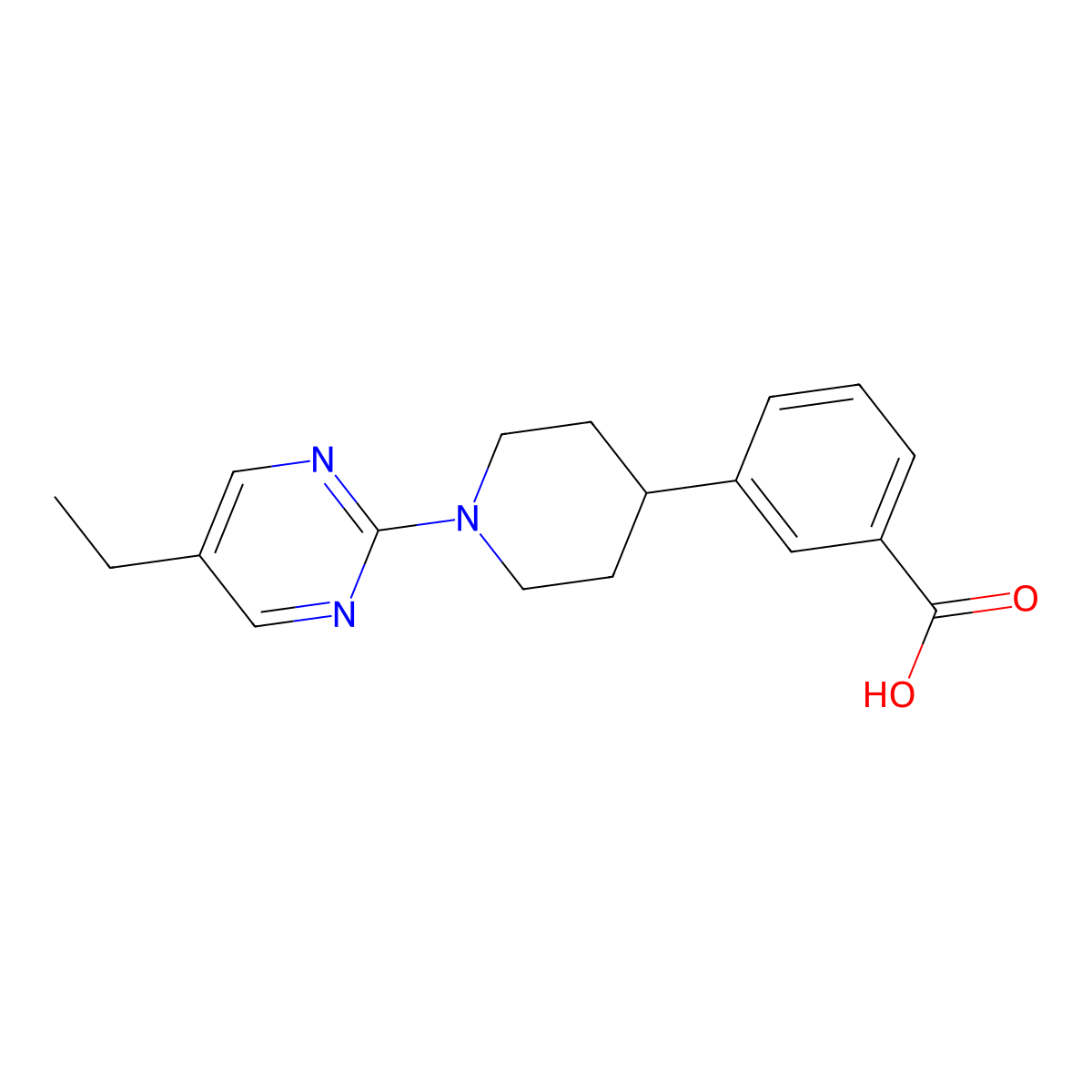 3-(1-(5-Ethylpyrimidin-2-yl)piperidin-4-yl)benzoic acid molecular structure, CAS 1956364-13-8