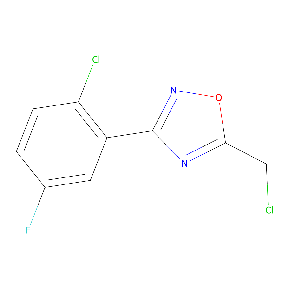 3-(2-Chloro-5-fluorophenyl)-5-(chloromethyl)-1,2,4-oxadiazole molecular structure, CAS 1956364-52-5
