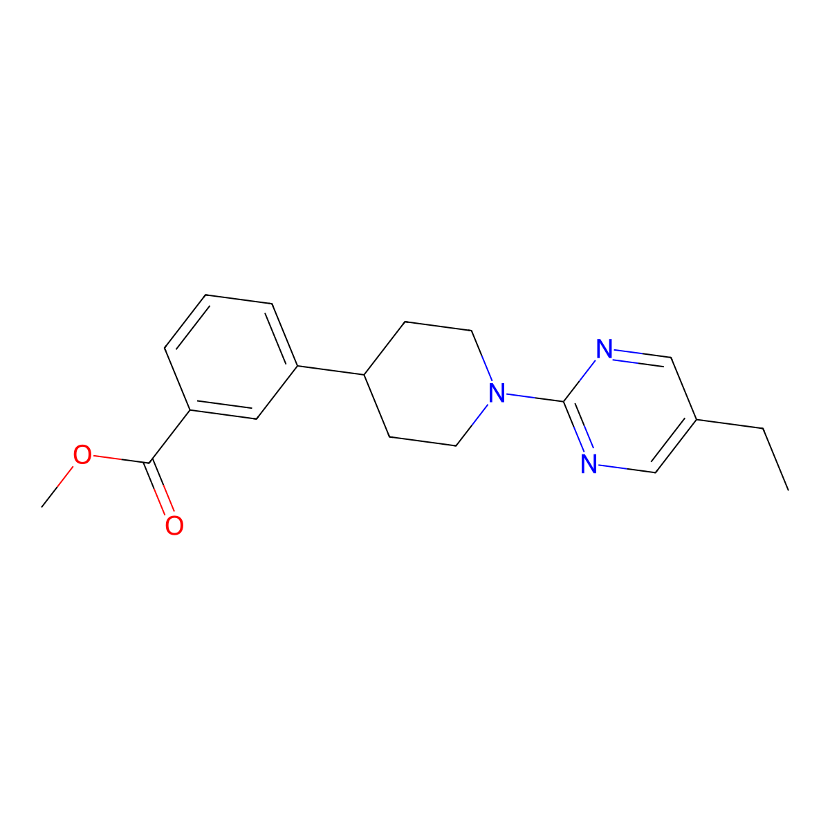 Methyl 3-(1-(5-ethylpyrimidin-2-yl)piperidin-4-yl)benzoate molecular structure, CAS 1956364-79-6