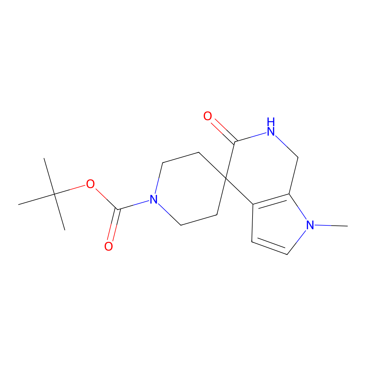 tert-Butyl 1'-methyl-5'-oxo-1',5',6',7'-tetrahydrospiro[piperidine-4,4'-pyrrolo[2,3-c]pyridine]-1-carboxylate molecular structure, CAS 1956364-86-5