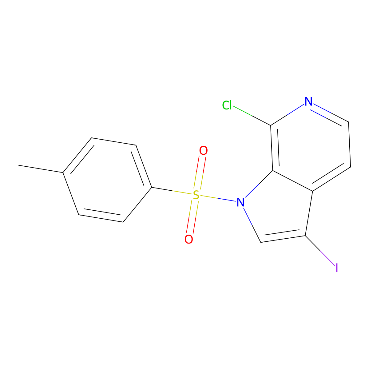 7-Chloro-3-iodo-1-tosyl-1H-pyrrolo[2,3-c]pyridine molecular structure, CAS 1956364-92-3
