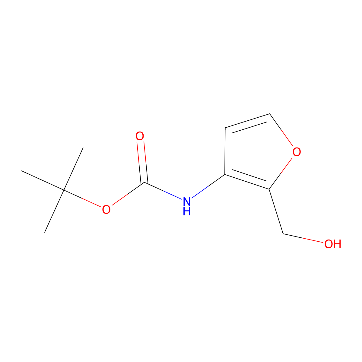 tert-Butyl (2-(hydroxymethyl)furan-3-yl)carbamate molecular structure, CAS 1956365-24-4