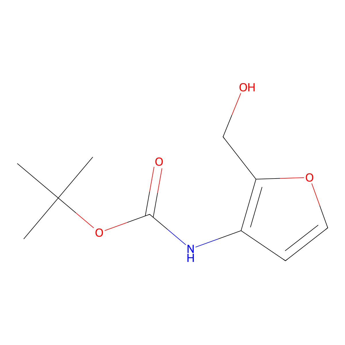 tert-Butyl (2-(hydroxymethyl)furan-3-yl)carbamate molecular structure, CAS 1956365-24-4