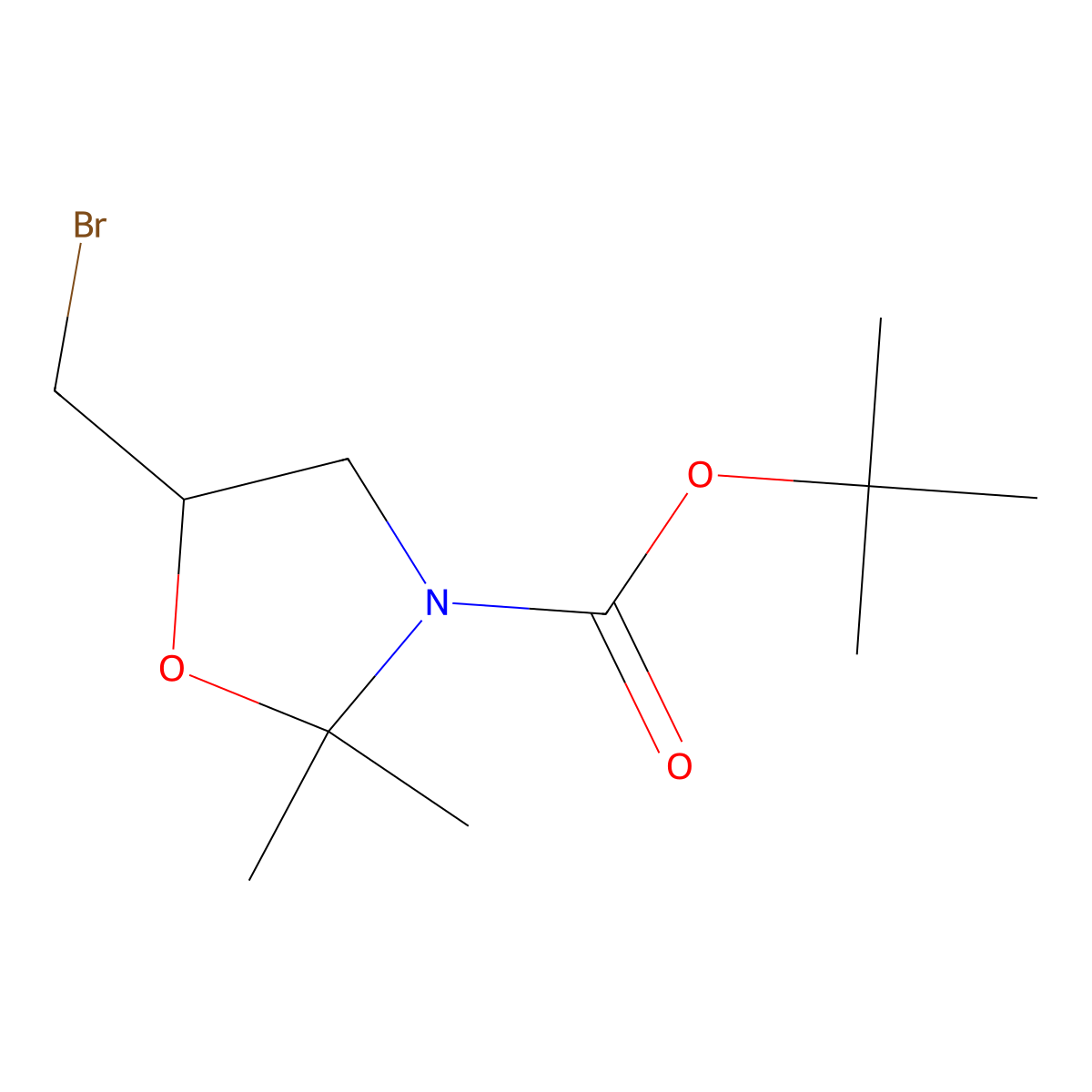 tert-Butyl 5-(bromomethyl)-2,2-dimethyloxazolidine-3-carboxylate molecular structure, CAS 1956365-26-6